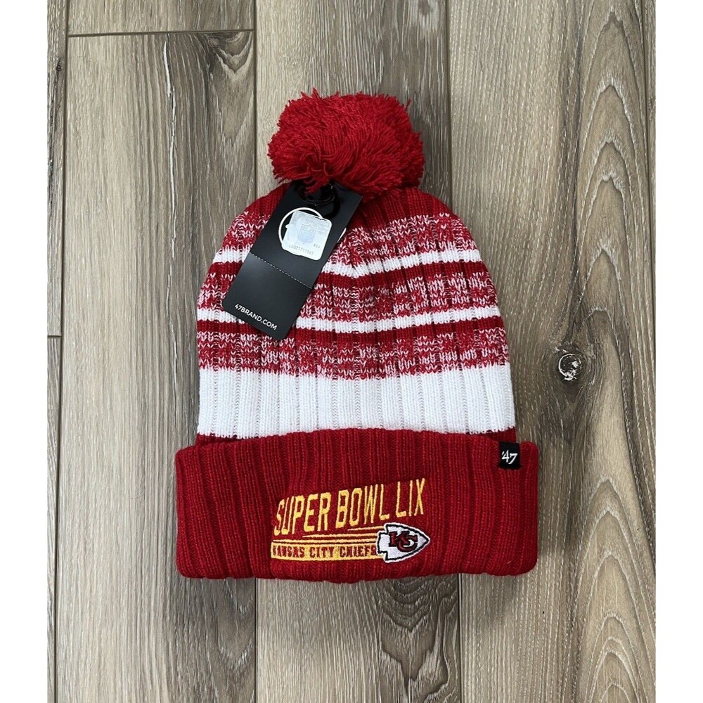 Kansas City Chiefs '47 Super Bowl LIX Tavern Cuffed Knit Hat Pom Beanie NEW